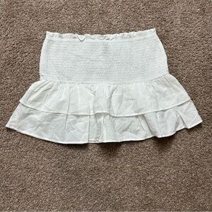 H&M White Smocked-waist Tiered Skirt Size M